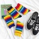 thumbnail image 2 of suxuMhao Calcetines a Media Pantorrilla, 6 Pares de Calcetines a Media Pantorrilla, Calcetines a Media Pantorrilla, Calcetines a Media Pantorrilla con Rayas, Calcetines a Rayas, Calcetines, 2 of 2