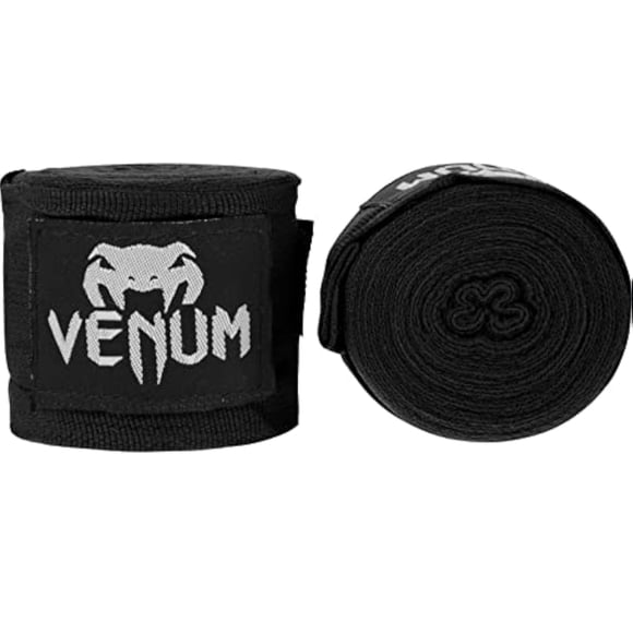 Manopla de boxeo Venum Kontact, algodón elástico, 4,5 m, color negro