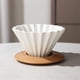 thumbnail image 2 of Dripper de café de cerámica Verter sobre cafetera con soporte de madera Elegante filtro de forma de flor, lente cervecería para casa Café, 2 of 3