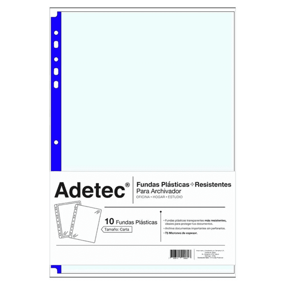 funda archivador resistente carta 10 un - borde azul