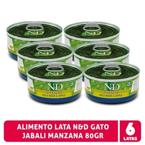 Pack Latas N&D Prime Jabalí Y Manzana Gato - 6 X 80Gr