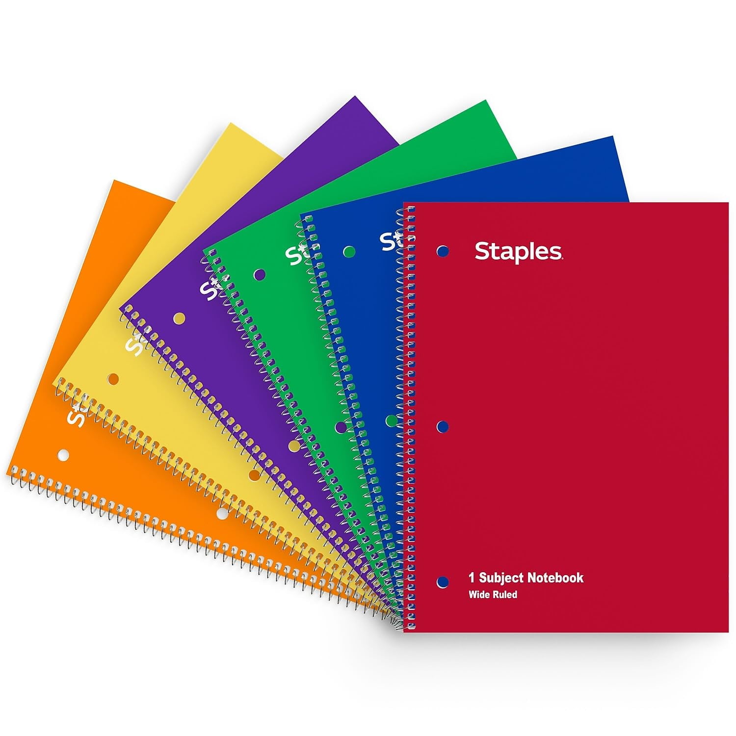 Cuaderno Staples De 1 Materia, Rayado Ancho, 70 Hojas, Paquete De 6