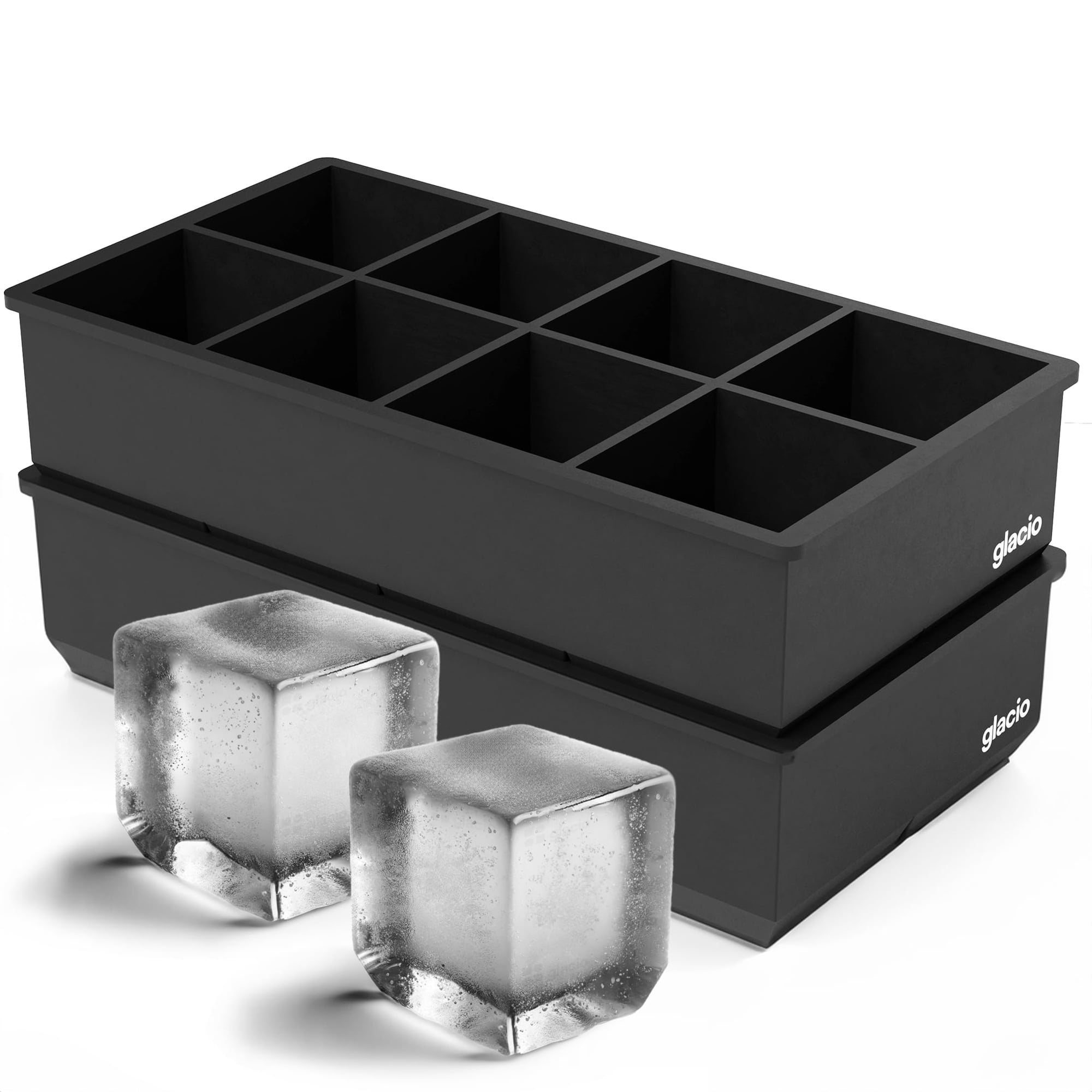 Bandejas De Silicona Ice Cube Molds Glacio, Paquete De 2 Unidades, 8 Cubos Grandes