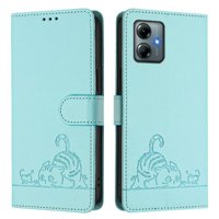 Funda Tipo Cartera Foxdock Para Motorola Moto G Play 2025 Con Soporte, Ranuras, Rfid, Diseño De Gato