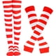 thumbnail image 1 of Calcetines altos a rayas hasta la rodilla, incluye calcetines rojos y blancos, guantes largos para calentar los brazos, atuendos divertidos para fiestas de cumpleaños de niñas y niños, decoración para, 1 of 7