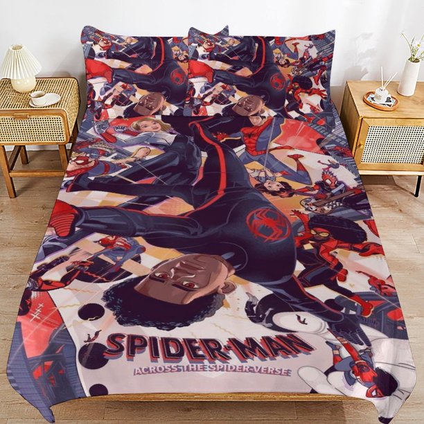 Into The Spider-Verse Bedding Sets Ultra Soft Skin-Friendly Duvet Cover 3 Piece, Cute Comforter Cover Bed Set for Boys Girls Kids