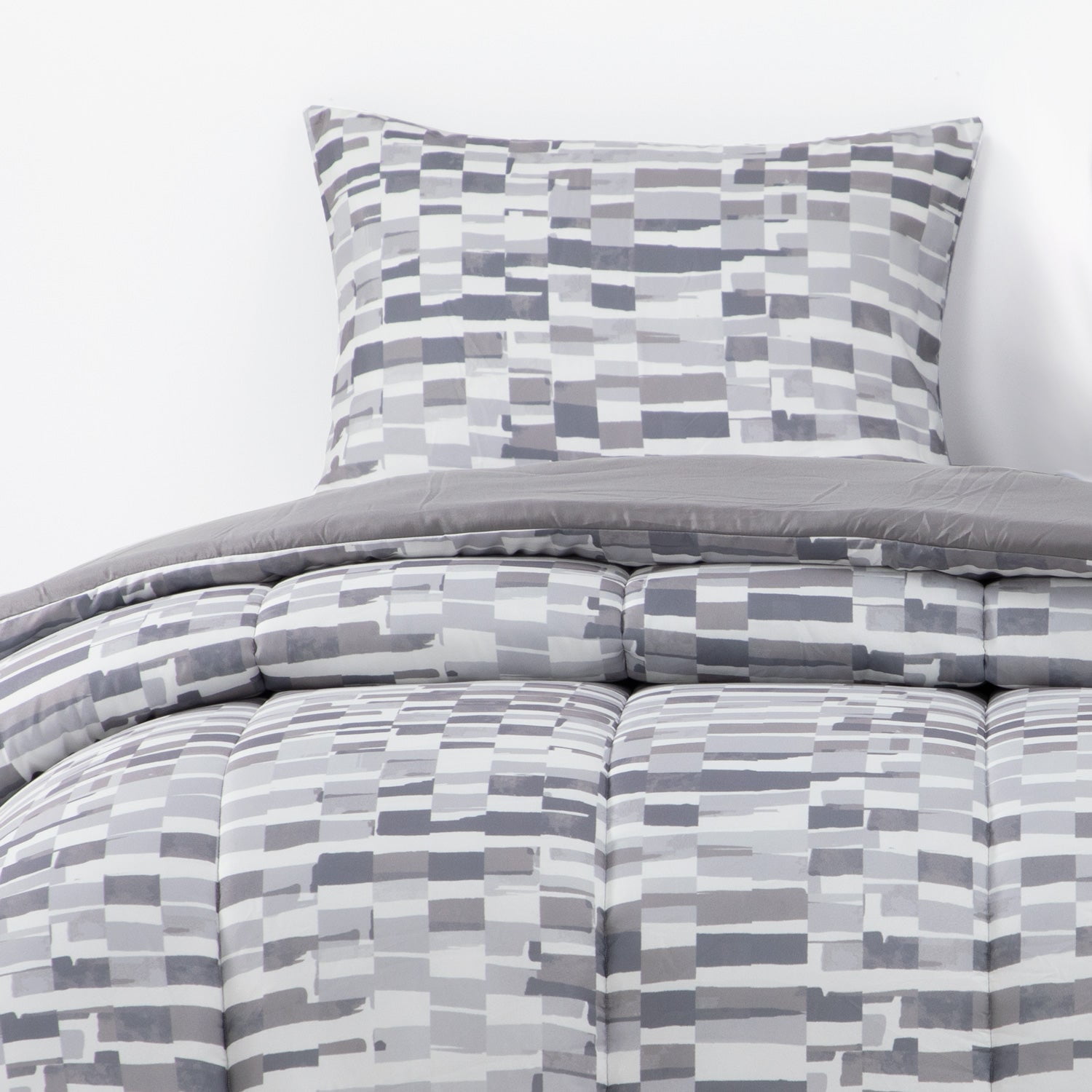 Dib - Plumon Reversible 1.5 Plaza Ladrillo Gris