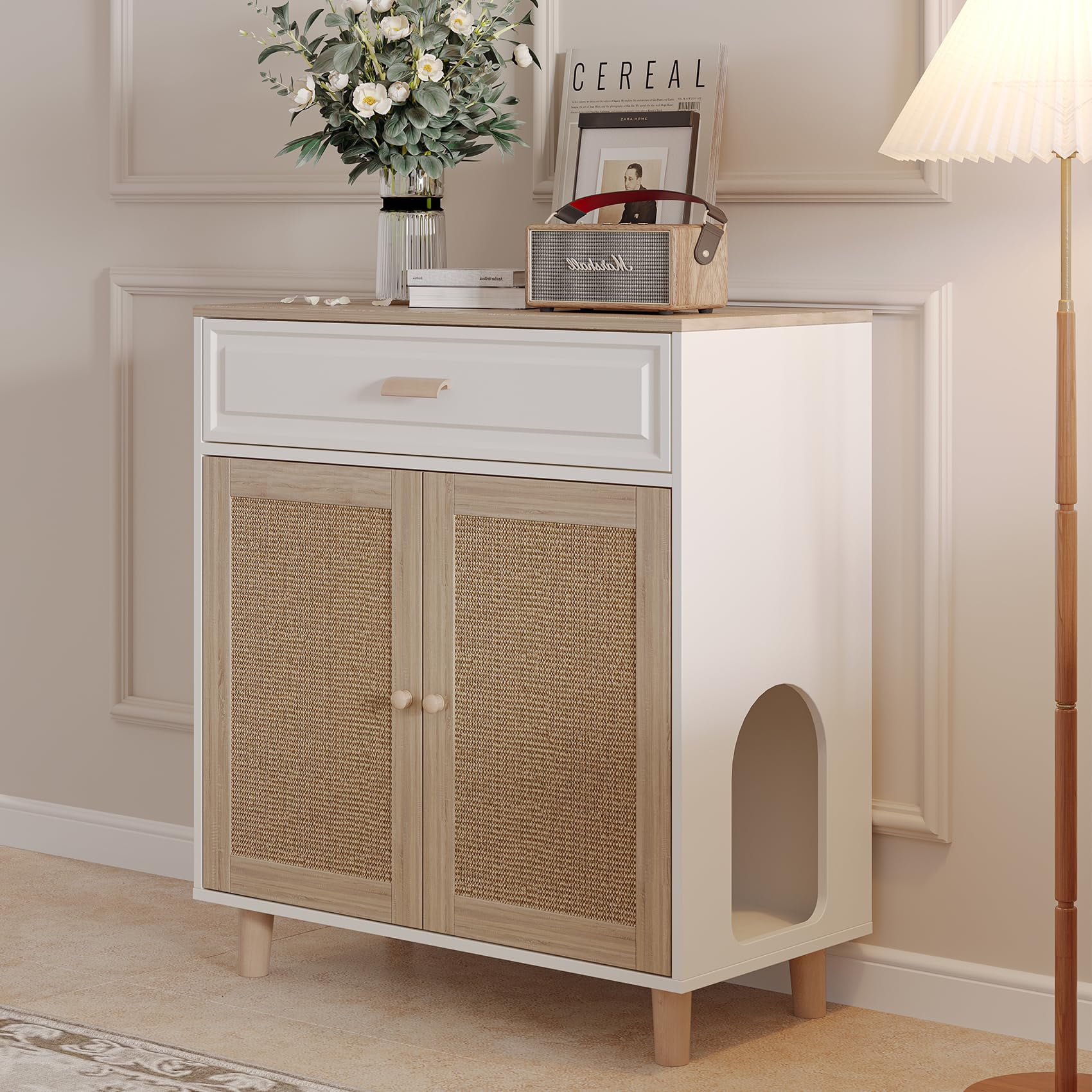 Gabinete De Madera Para Arenero De Gato Faceket 80x40x88 Cm