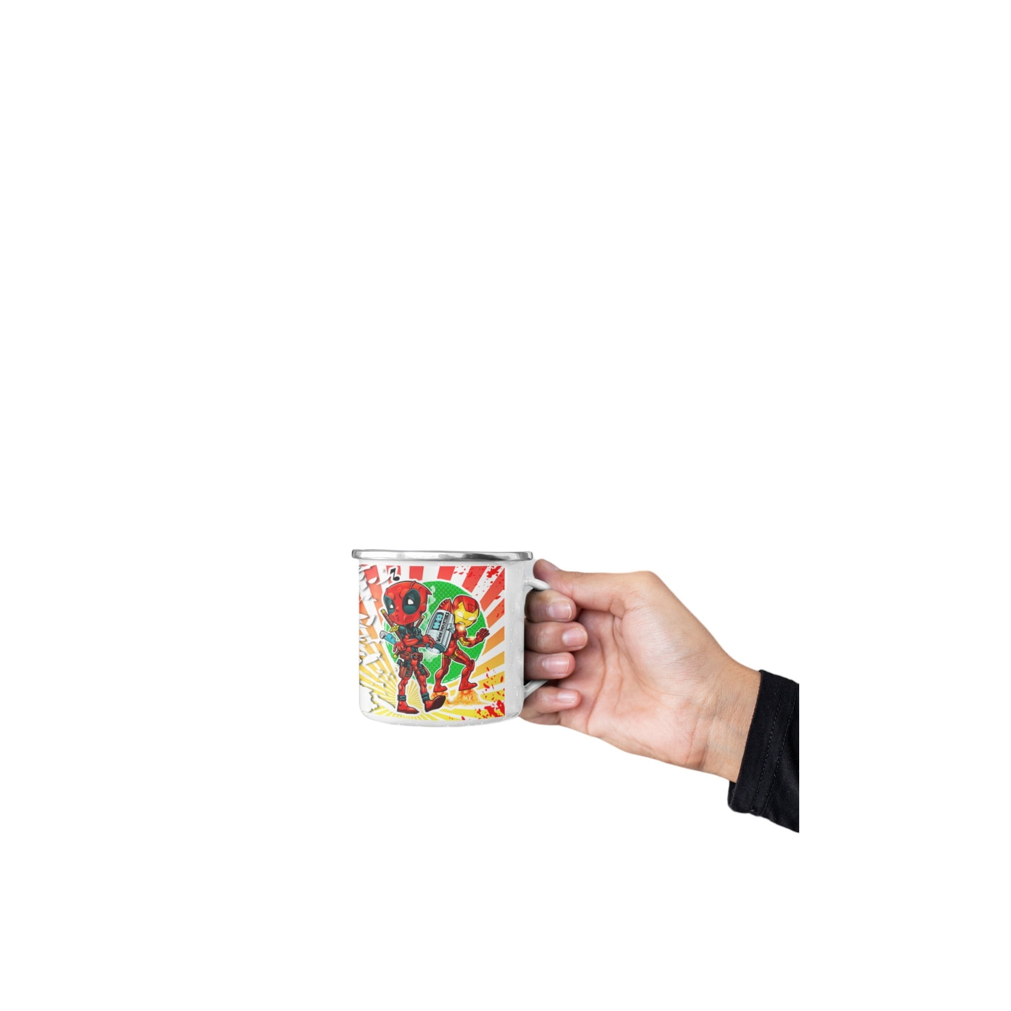 Genérico - Taza Enlozada Iron Man & Deadpool - Duelo De Ingenios