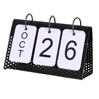 Magideal - Calendario Con Tapa Creativa, Marco De Hierro De Mesa, Página De Inicio Independiente, Adornos De Decoración Simples Decorativos Para Oficina Negro