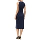 thumbnail image 3 of INSPIRE CHIC Vestido de Trabajo Cruzado para Mujer sin Mangas, Cuello Redondo, Formal, Ajustado con Cinturón L Azul Oscuro, 3 of 6