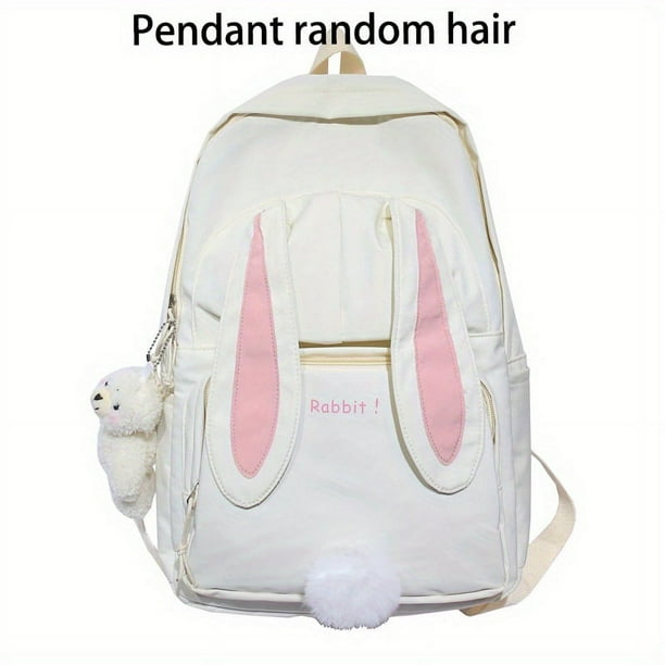 Travel in Style with our Cute and Spacious Rabbit Ear Nylon Backpack - Perfect for Bunny and Pony Lovers!