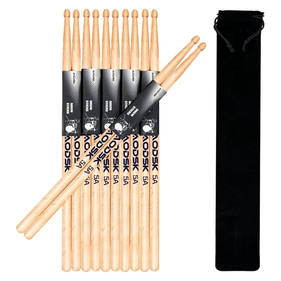 Baquetas AODSK 5A Classic de madera de arce americano, 6 pares