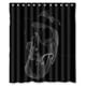 thumbnail image 1 of Cortina de ducha con diseño de calavera en blanco y negro, con ganchos, tamaño 60 x 72 pulgadas, 1 of 3
