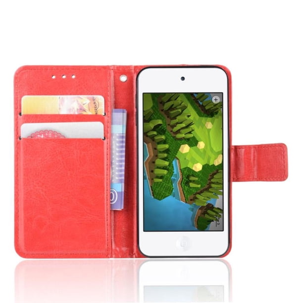Funda tipo libro para iPod touch 7/6, cartera todo‑en‑uno, funda multifuncional con tarjetero y correa de muñeca desmontable