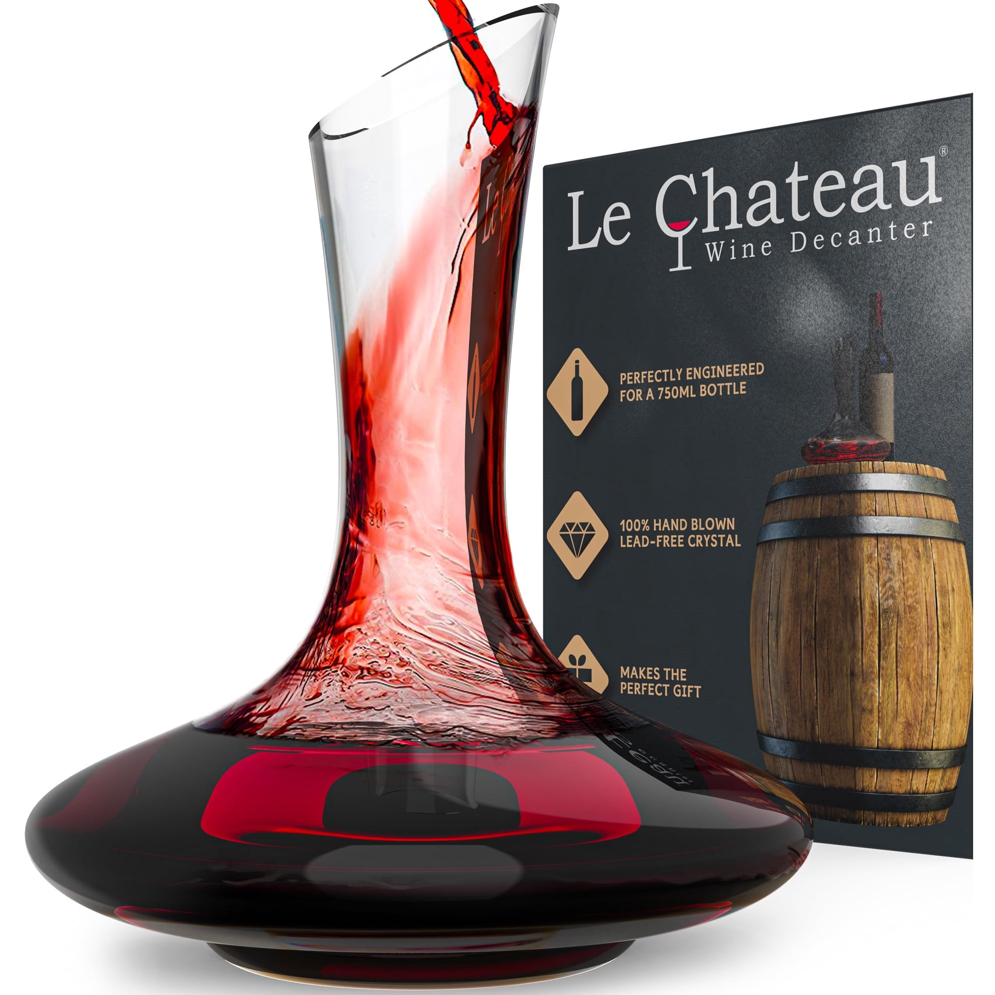 Decantador De Vino Le Chateau Elegant De 750 Ml Con Aireador De Cristal