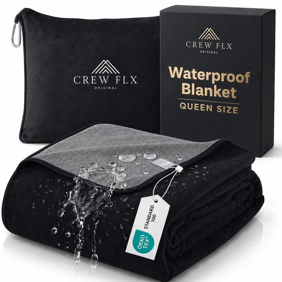 Manta CREW FLX 203 cm x 152 cm Impermeable Negro/Gris