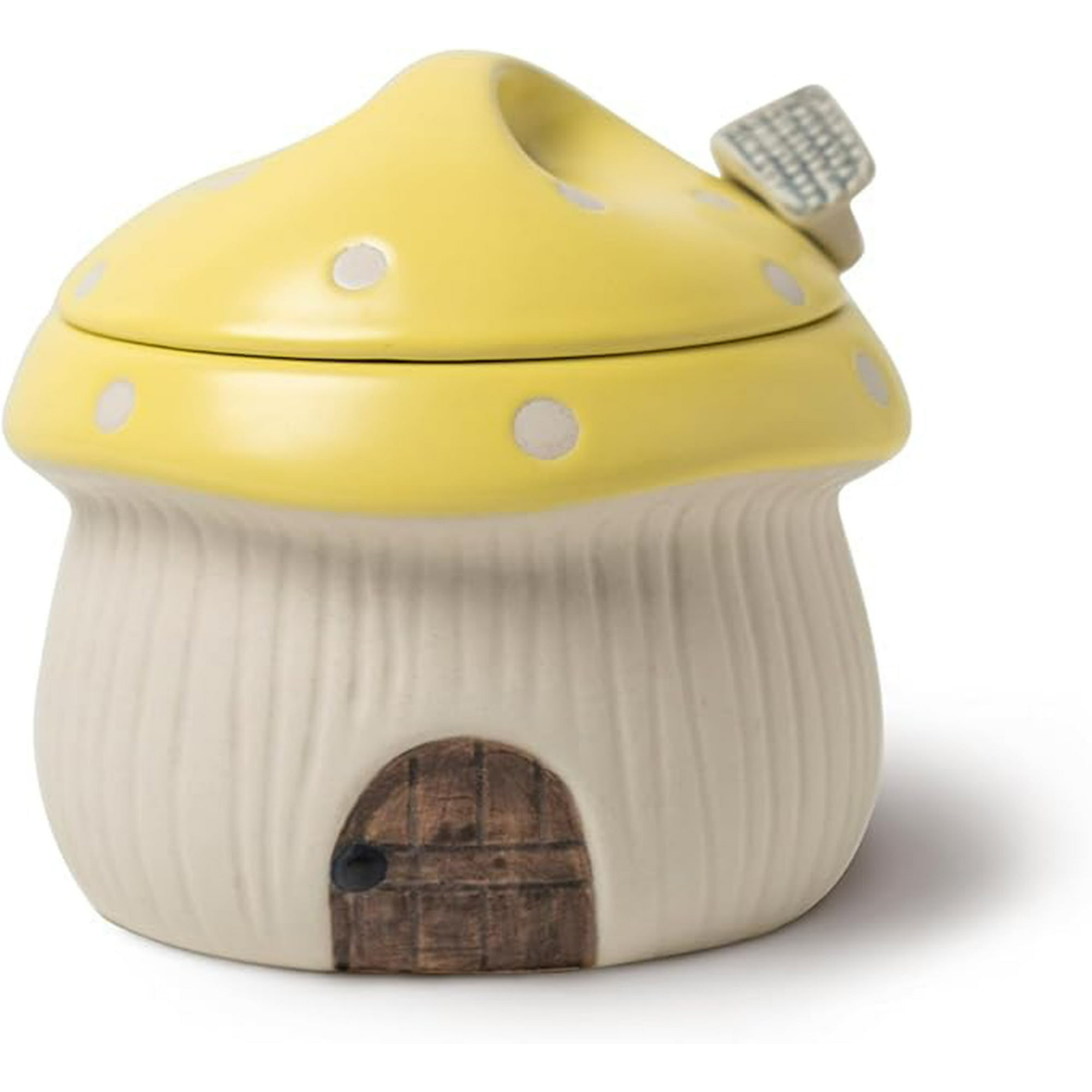 Veat00l - Azucarero De Cerámica Con Tapa Y Cuchara, Bonito Diseño De Casa De Hongos Tarro De Almacenamiento De Condimentos De Porcelana, 350ml