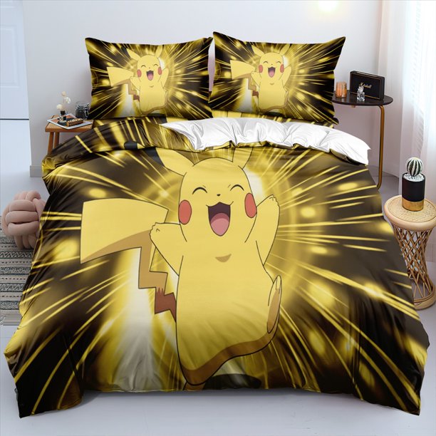 Pokemon Bedding Set for Kids Boys Cute Cartoon Printed Duvet Cover Comforter Sets Pikachu Cover Bedclothes Set Bed Sheets