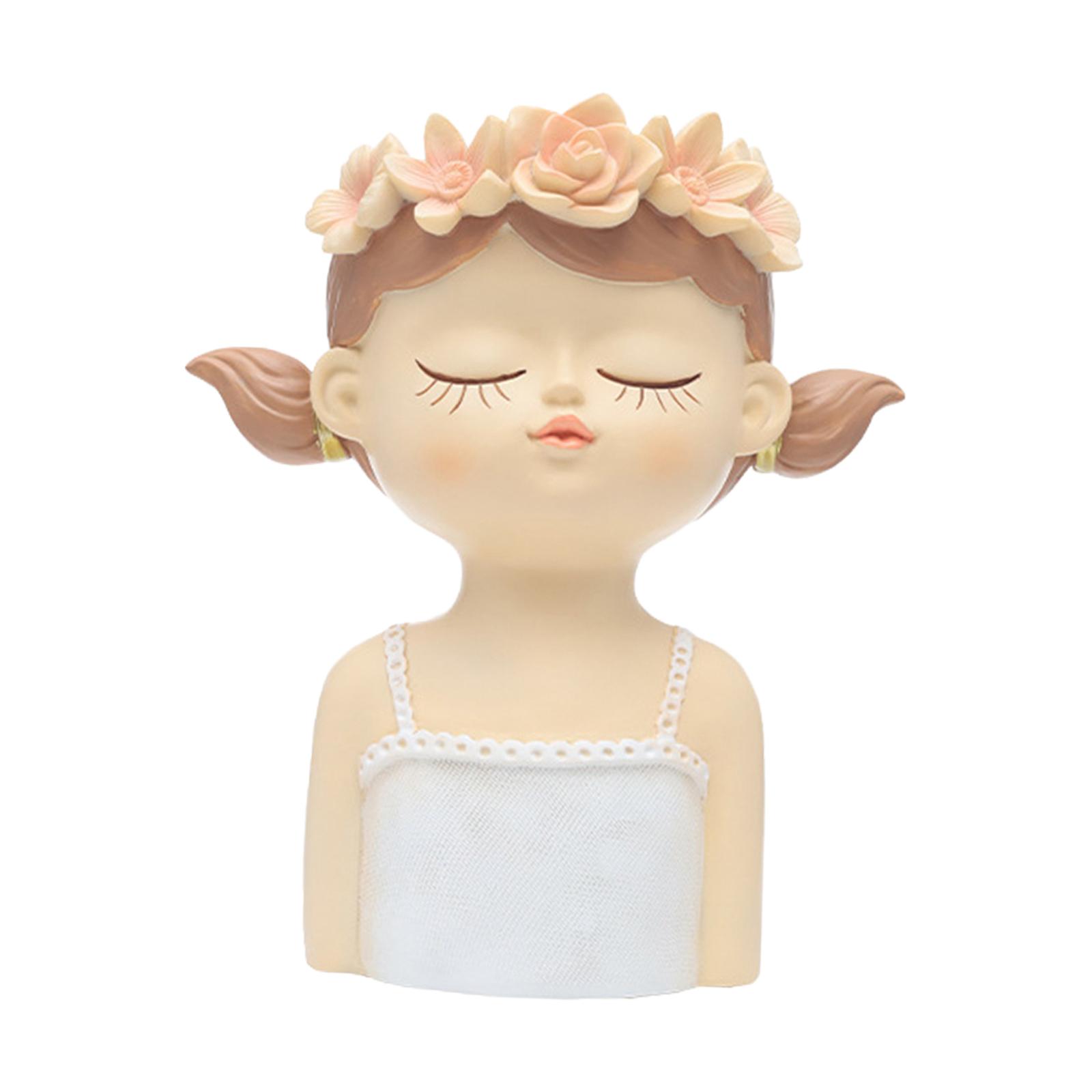Magideal - Maceta Para Cabeza De Niña, Maceta Para Manualidades, Portalápices De Escritorio, Figurita Decorativa, Maceta Para Bonsái Para Regalo, Dormitorio, Bar Estilo A