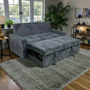 Diseños Valestrini - Sofa Cama Milano Tres Posiciones Felpa Gris Oscuro