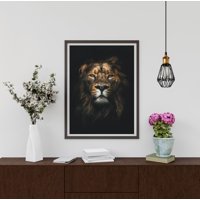 Genérico - Cuadro Decorativo Leon Con Marco Y Vidrio Medidas 30X40 Cm