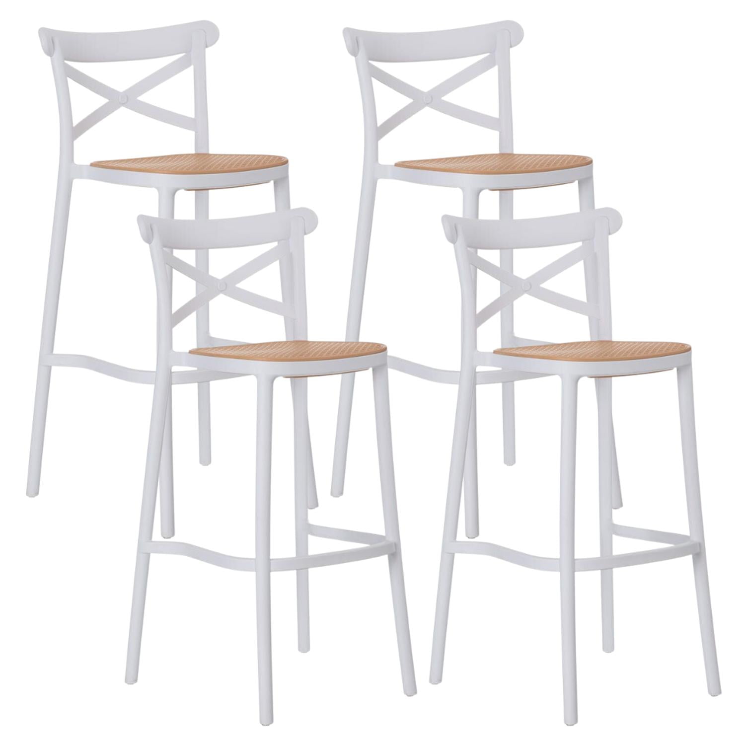 Pandalino - Pack 4 Taburetes Bar & Terraza Valentino 75 Cm | Blanco | Exterior Blanco