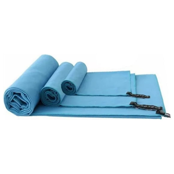 Set 3 Toallas Baño Viaje Microfibra Secado Rápido Celeste