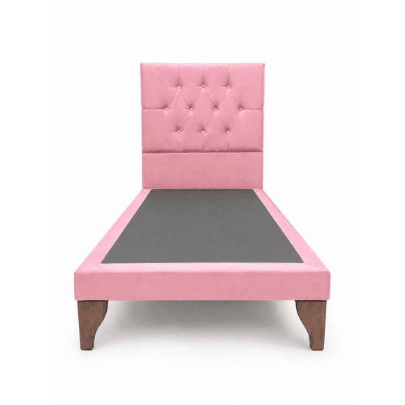 Cama 1 Plaza Modelo Capitoné Palo Rosa Respaldo + Base