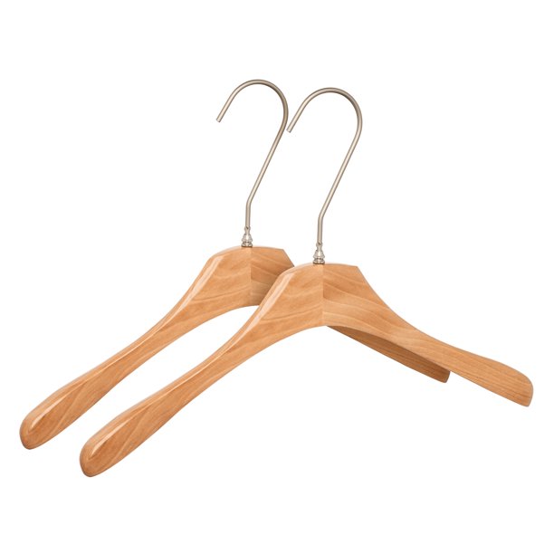 Juego de 2 percheros de madera antideslizantes - Duraderos y ahorradores de espacio para ropa, armario, abrigos, pantalones naturales de 15.7 pulgadas