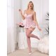 thumbnail image 2 of INSPIRE CHIC Conjunto de Lencería para Mujeres Liguero de Encaje Floral Chemise Transparente Escote en V Ropa de Dormir con Tanga L Rosa, 2 of 5