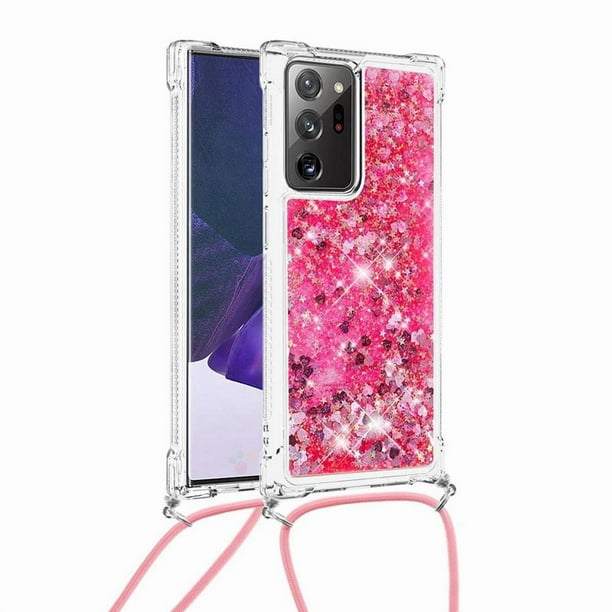 Funda FOXDOCK para Samsung Galaxy Note 20 Ultra con Cuerda Ajustable, Brillo Líquido, Protección Antigolpes y Lente – Ideal para Regalo