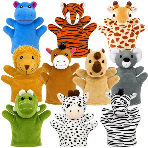 Marionetas de mano de peluche coloridas XIPEGPA 22 cm – Pack de 10