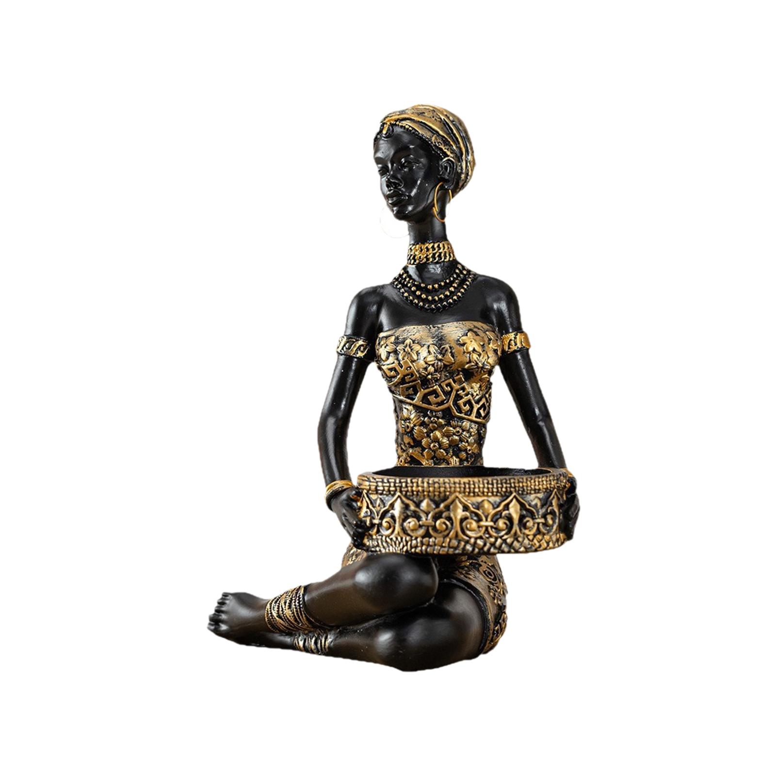 Magideal - Escultura De Mujer Africana Étnica, Figura De Mujer Africana, Figura De Mujer Tribal Exótica De 7,48 Pulgadas De Alto Para Estantería, Oficina, Cafete