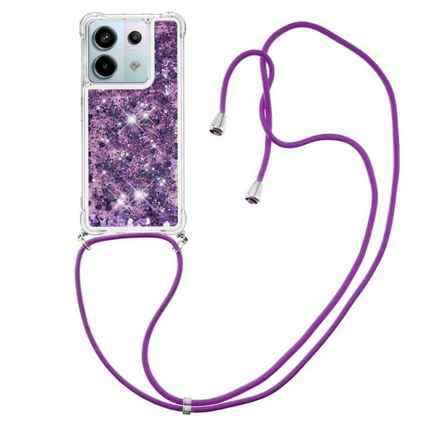 Funda FOXDOCK para Xiaomi Redmi Note 13 Pro 5G con Cuerda Ajustable, Brillo Líquido, Protección Antigolpes y Lente – Ideal para Regalo