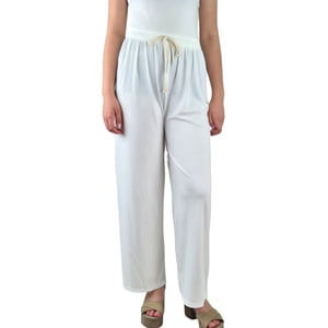 Likeshop - Pantalon Palazzo Acanalado Mujer Cintura Elasticada Verano Colores 369