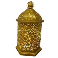 Bothyi - Luz De Linterna Tallada Hueca Alimentada Por Batería Para Decoración Del Hogar Dorada 26,8X15Cm