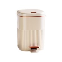 Magideal - Cubo De Basura Tipo Prensa De Pedal 2 En 1, Cubo De Basura Escalonado, Cubo De Basura Simple, Contenedor De Basura Impermeable Para Garaje Y Oficina Dorado Blanco 15L