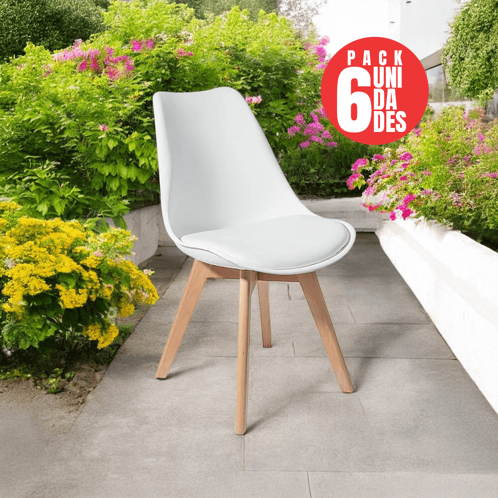 Tienda El Garage - Pack 6 Sillas Acolchadas Eames Blanca