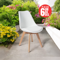 Tienda El Garage - Pack 6 Sillas Acolchadas Eames Blanca
