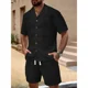 thumbnail image 2 of Conjunto Hombre 2 Piezas Short Camisa Textura Botones Urbano 0278, 2 of 3