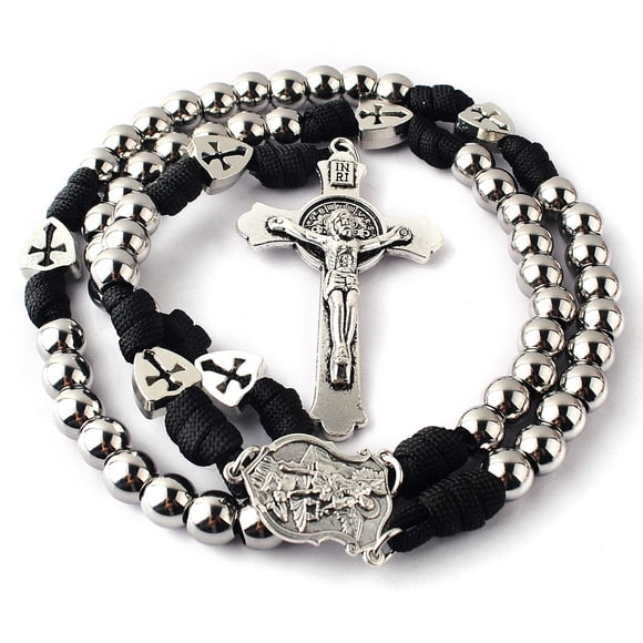 Collar Con Forma De Rosario En Forma De Paracord De Acero Inoxidable Para Hombre