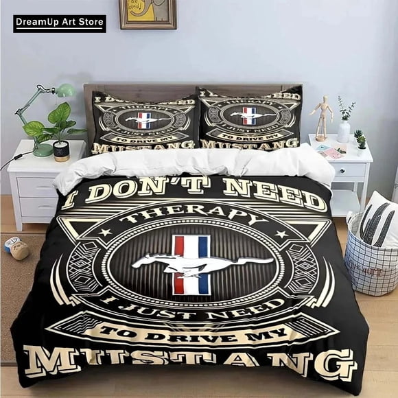 Mustang Car Logo Bedding Set Boys Girls Duvet Cover Pillowcase Bed boys Adult Home Textileextile
