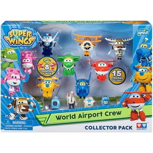 Super Wings - Super Alas Tripulación Del Aeropuerto Mundial Transform-A-Bots Paquete De Coleccionistas