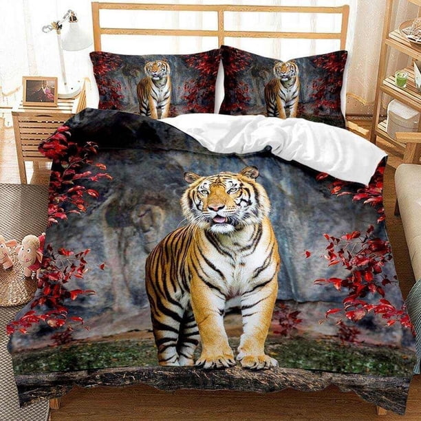 Tiger Animal Print Quilt Duvet Cover Set Home Textiles Pillowcase3-Piece Bedding Set