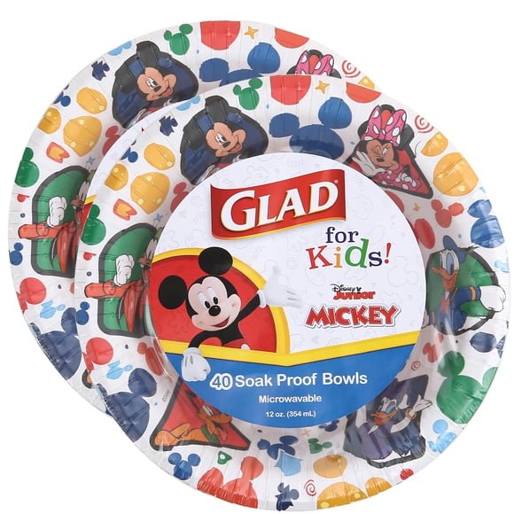 Cuencos de papel Glad para niños Disney Mickey and Friends, 350 ml, 40 unidades