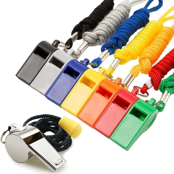 Whistle Hipat, 8 paquetes con cordón, 7 de plástico y 1 de acero inoxidable