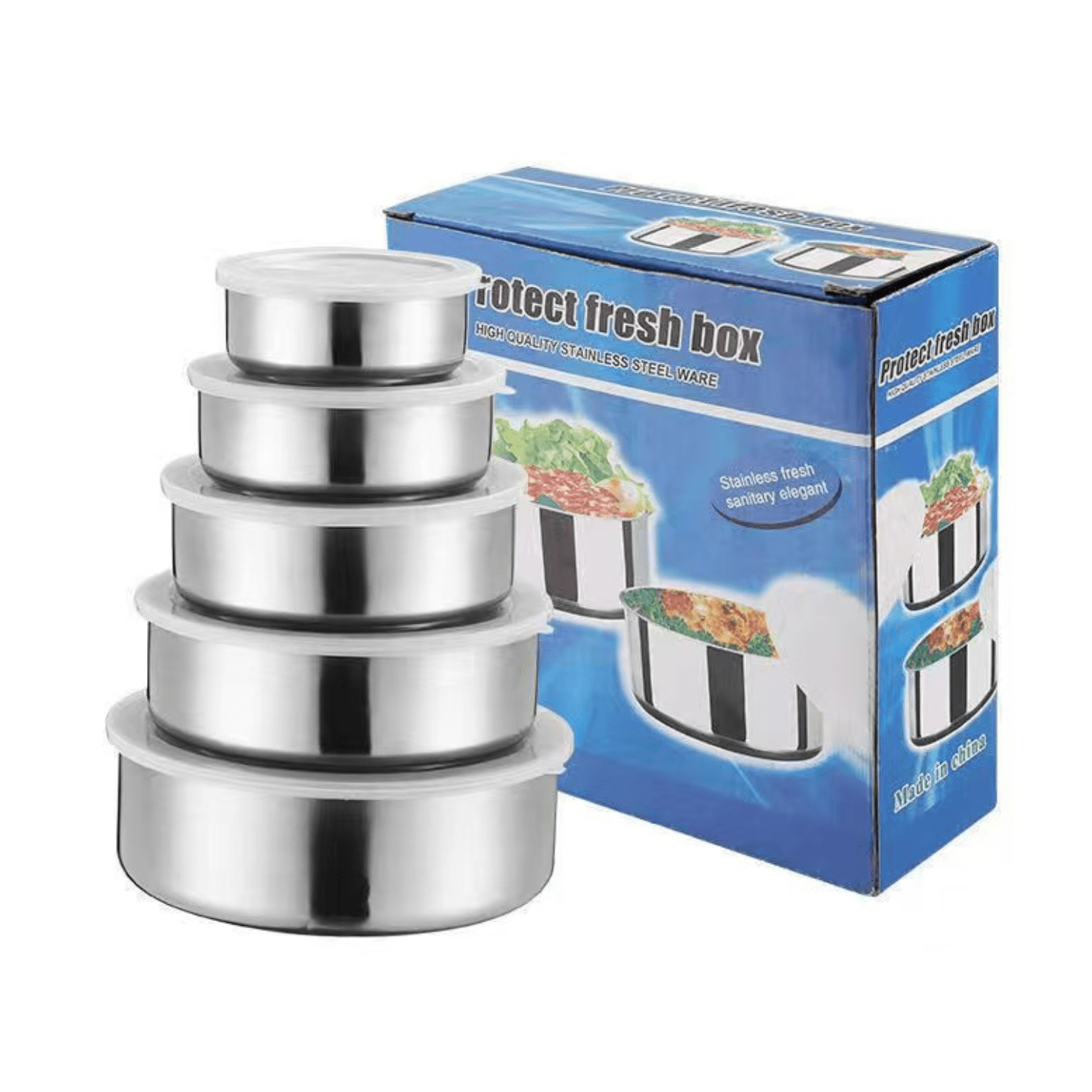 Genérico - Set 5 Contenedor Tupper Tapper Bowl De Acero Inoxidable Plateado