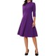 thumbnail image 2 of INSPIRE CHIC Vestido Vintage para Mujer con Mangas 3/4, Cuello Mao, Vestido de Línea A para Oficina, Talla S, Púrpura Oscuro, 2 of 6