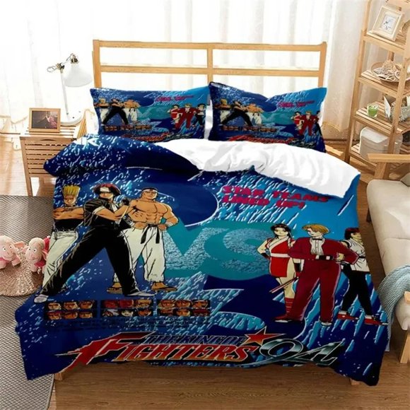 King of Fighters KOF Bedding Set,Duvet Cover Comforter Bed Set Quilt Cover Pillowcase,King Queen Twin Size Boys GirlsBed Sheets